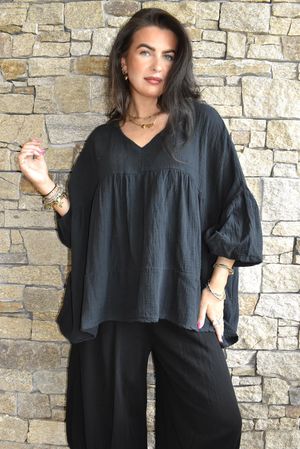 Suri Cushion Cotton Artist Smock Black 